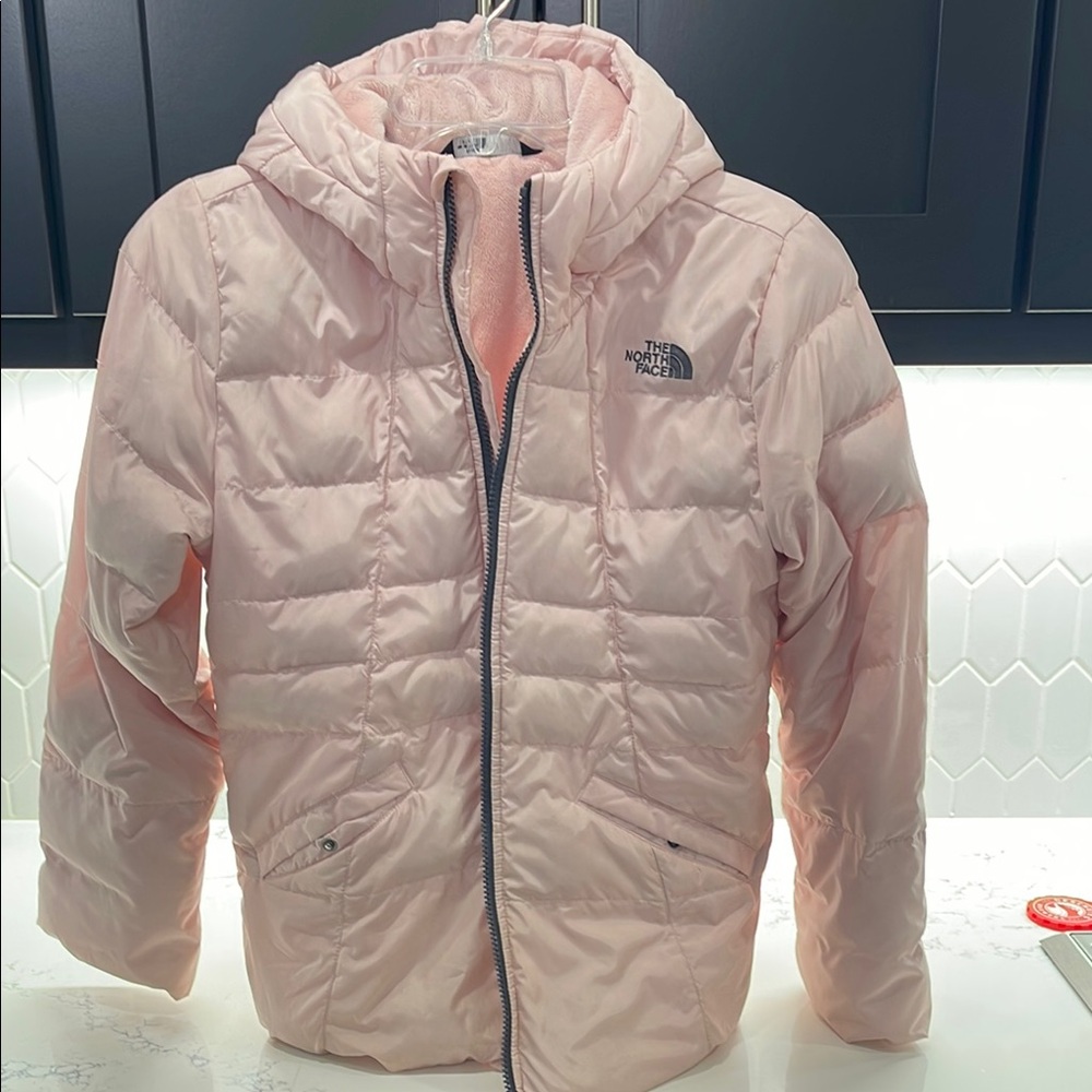 The North Face Light Pink Hooded Puffer Jacket